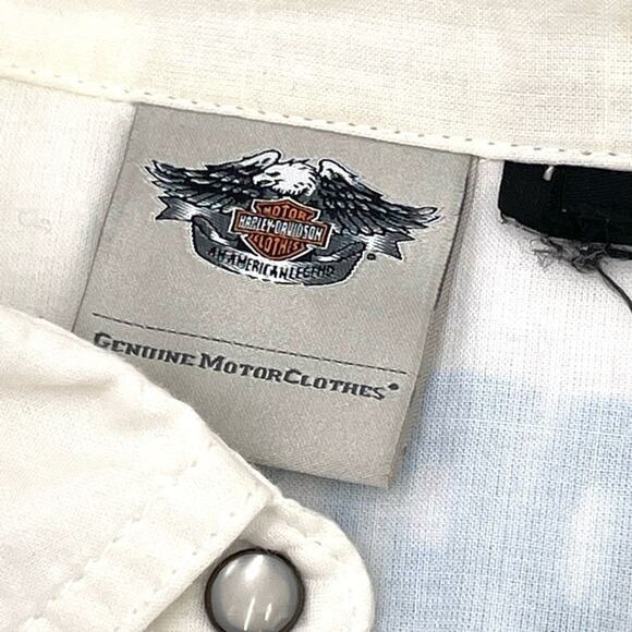 HARLEY DAVIDSON women's 3/4 sleeves button up white shirt SIZE XL - EXTRA LRG - Picture 8 of 13